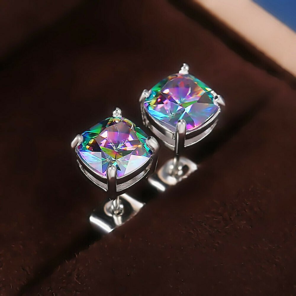 New Multicolor 925 Silver Stud Earrings - Picture 2 of 5
